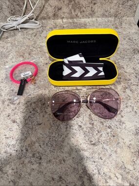 Marc Jacobs Rose Gold Frame Sunglasses with Pink Gradient Lenses